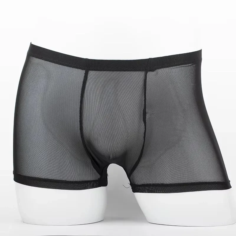 

Мужское нижнее белье, прозрачные боксеры, выпуклые трусы из ледяного шелка, прозрачные трусы, сексуальные трусы с низкой талией, нижнее белье, нижнее белье