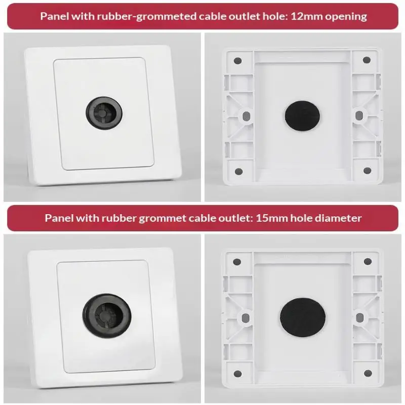1Pc 86 Type Wall Blank Panel With Outlet Hole Decorative Cover Cable Socket With Rubber Pad Cable Organizer Wall Blank Panel