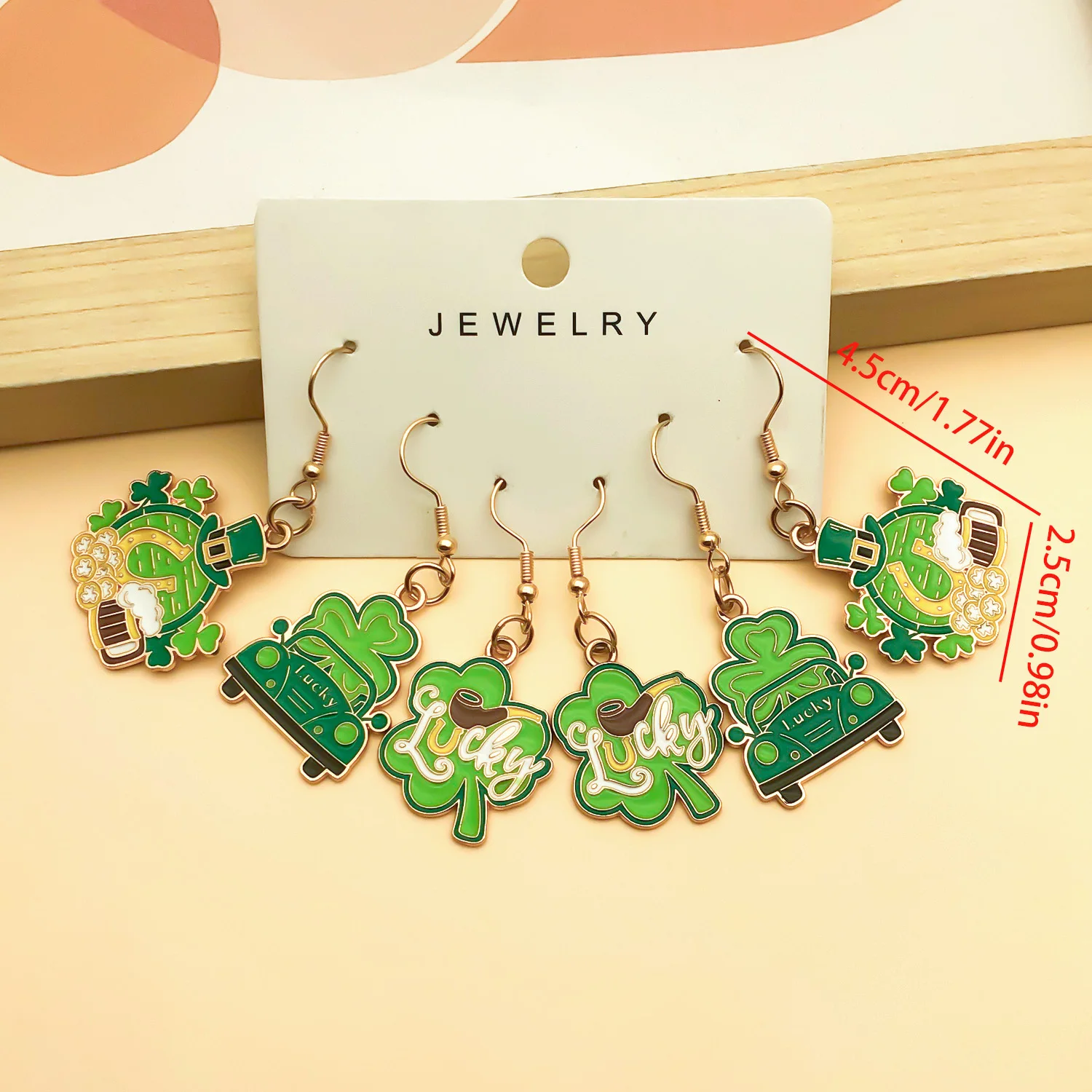 3 أزواج من أقراط المهرجانات الأيرلندية باللون الأخضر البوهيمي العتيق، مناسبة لهدايا المهرجانات، ملابس نسائية للاستخدام اليومي