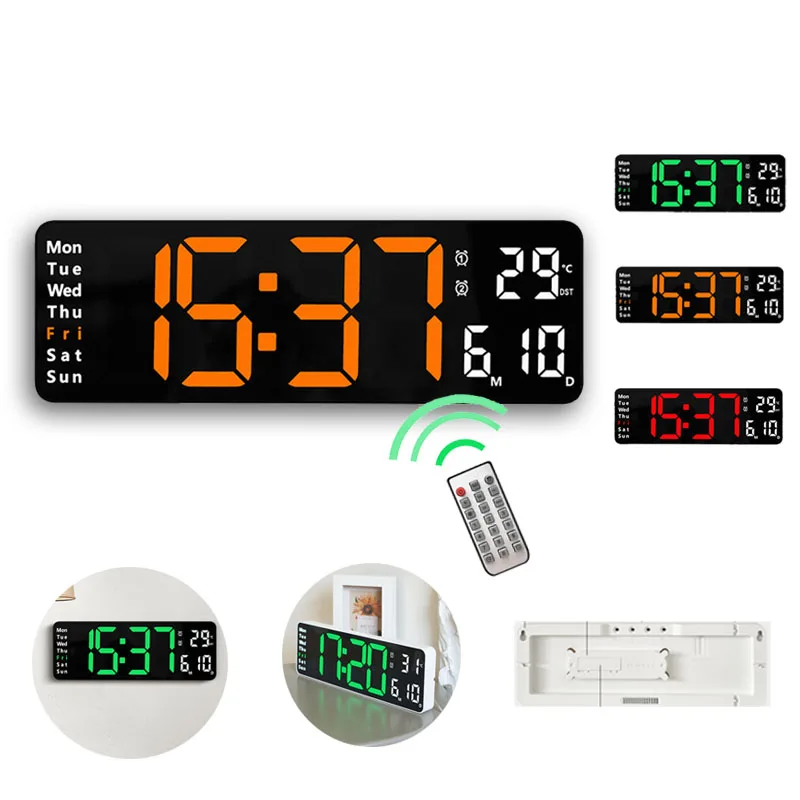 13 zoll Große LED-Digital-Wanduhr Fernbedienung Temp Datum Woche Display Tisch Wand-montiert Elektronische Temperatur Zeit alarme