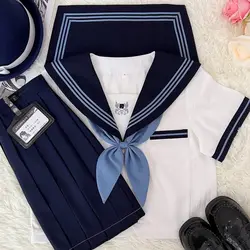 Japanese/Korean Sailor Suit Cosplay Costumes School Uniforms Cute Girls JK Student Clothing Top+Skirts Lolita COS Play