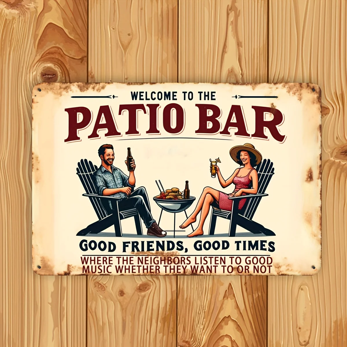 

Добро пожаловать в винтажный металлический знак «Бар-патио» — 8x12 дюймов, идеально подходит для барбекю и любителей музыки, идеальный декор стен для дома