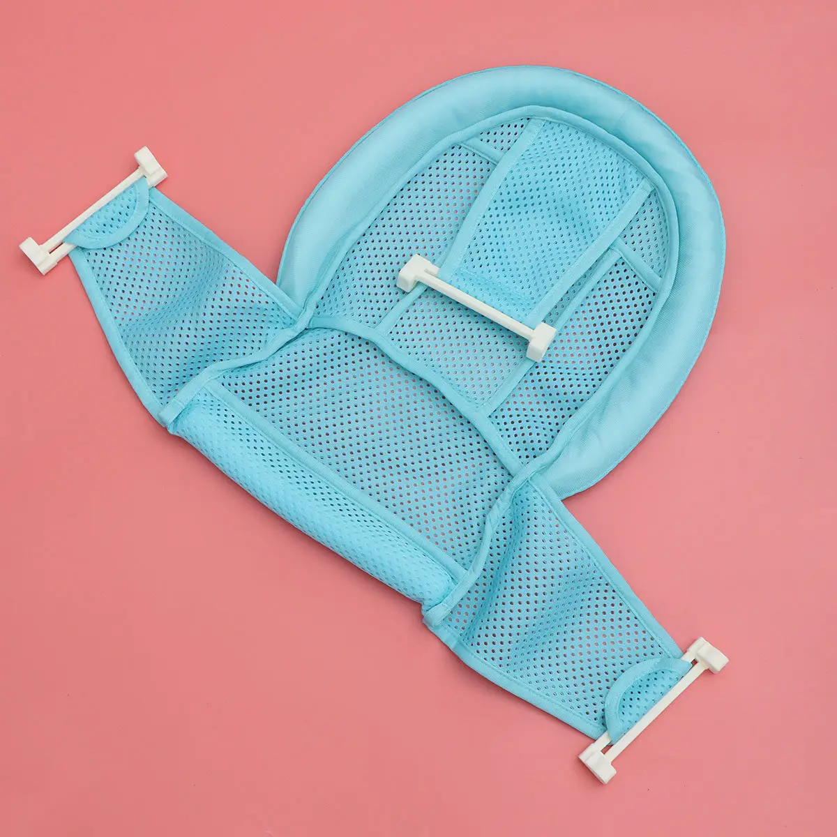 

Baby Bath Mesh Net Blue Infant Bathtub Seat Support Sling Anti Slip Easy Install Clean Dry Hands Free Bathing Helper