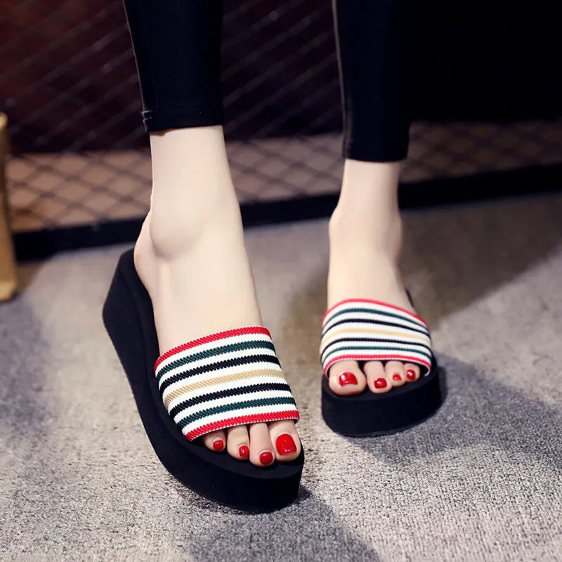 Women Wedge Slippers Summer New Foam Fashionable Outer Wear Sponge Soft Soled Wear Resistant Casual One Line Beach Slippers