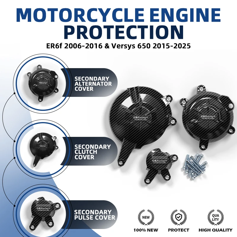 

GBRacing V2 motocicleta carenados For KAWASAKI ER6f ER6n 2006-2016 Versys650 2006-2026 Alternator Cover Clutch Cover Pulse Cover