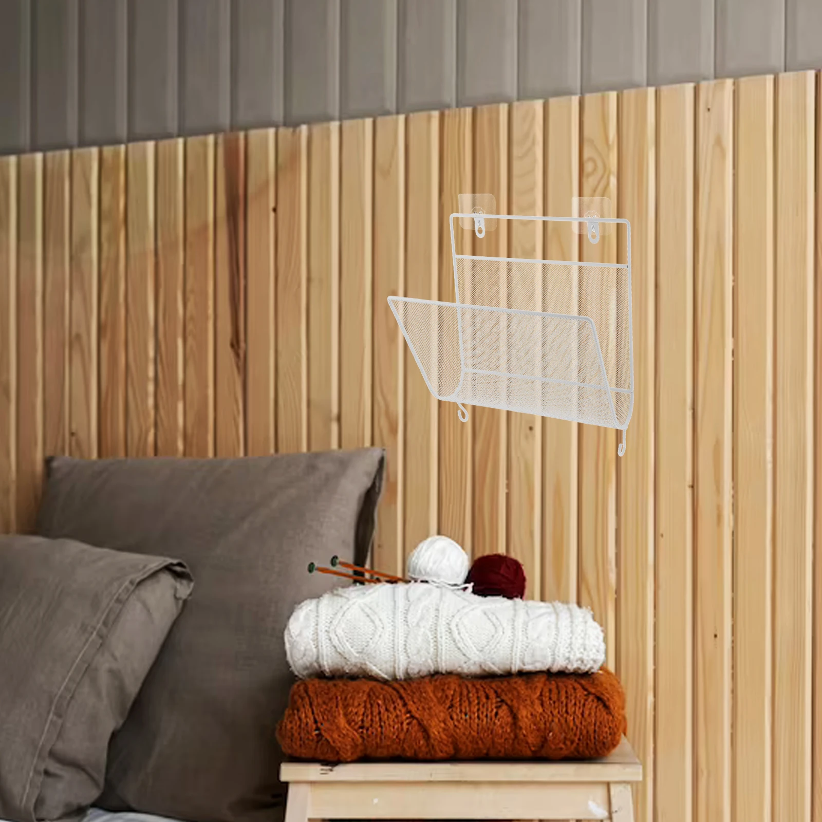 

White Wall Mounted Bookshelf Iron Magazine Rack Storage Shelves Hanging Style Modern Large Capacity Office Home Bedroom