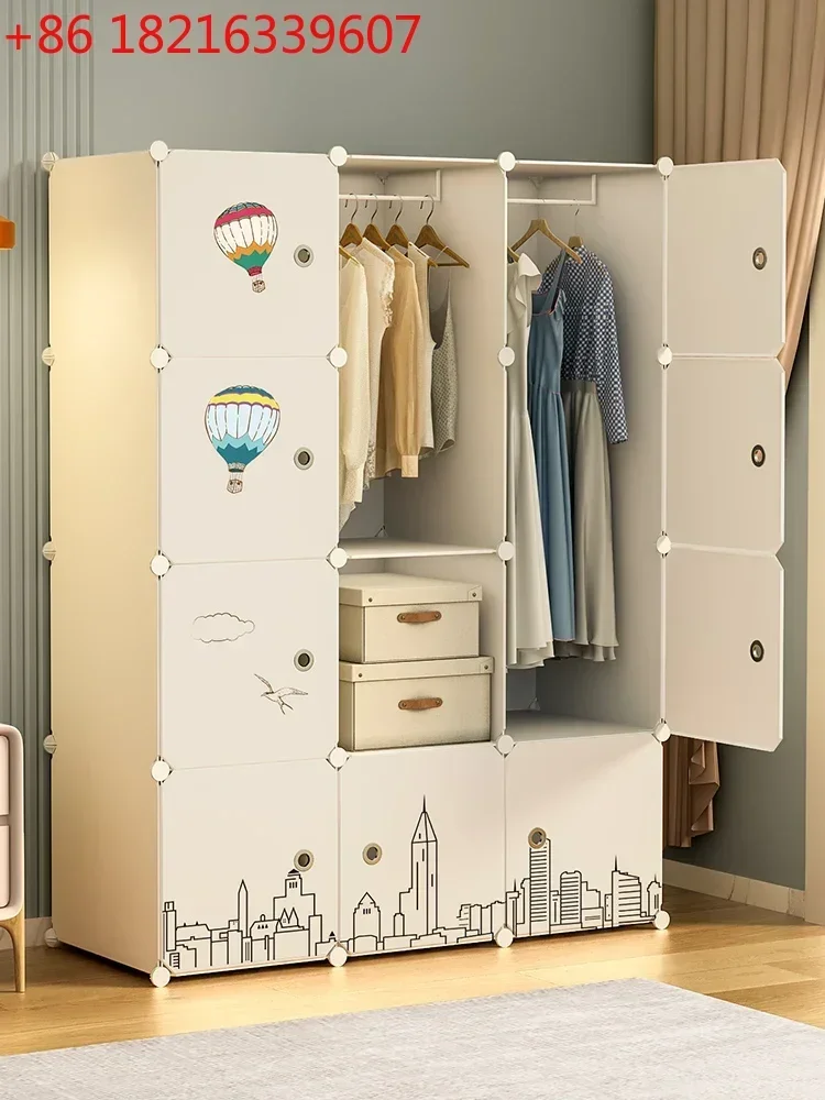 Storage Cabinet Cloth Wardrobe Plastic Storage Cabinet for Rental Room Strong and Durable