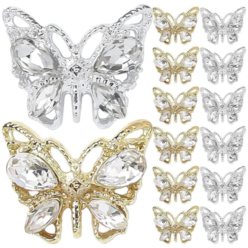 

20pcs Nail Art Supplies Decorations Charms Butterfly Shape Rhinestone Shiny Creative Nail Decor Glamorous Glow Dazzling Natural