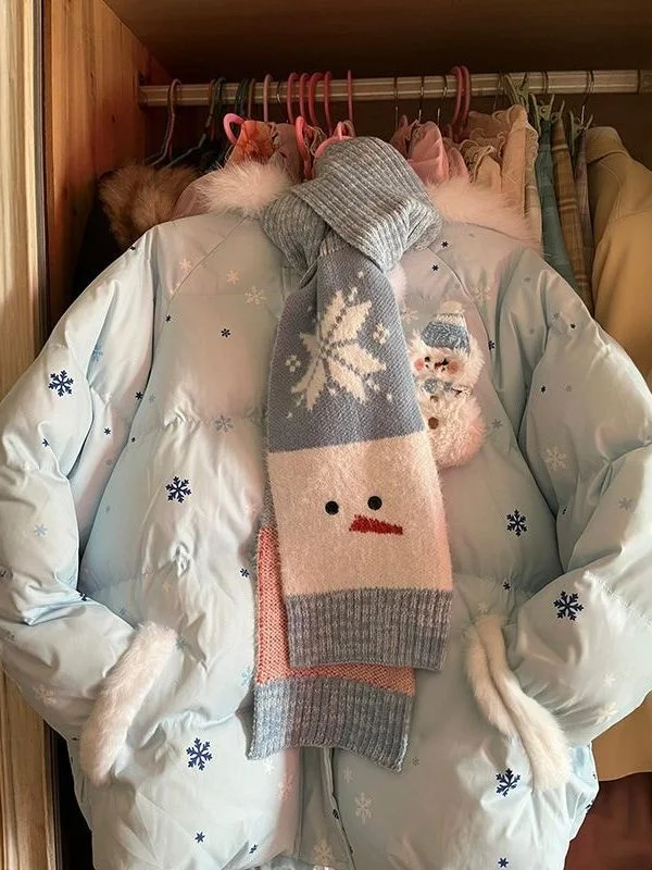 

Ретро-американское утепленное хлопковое пальто с меховым воротником и декором в виде милого снеговика на липучке для женщин, зимнее теплое пальто