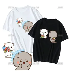 Lovely Peaches and Ash Ash T Shirt Gray Admit Mistake Tshirt Super Cute Peach Cat Cartoon Couple Print T-shirt Women Men Tops