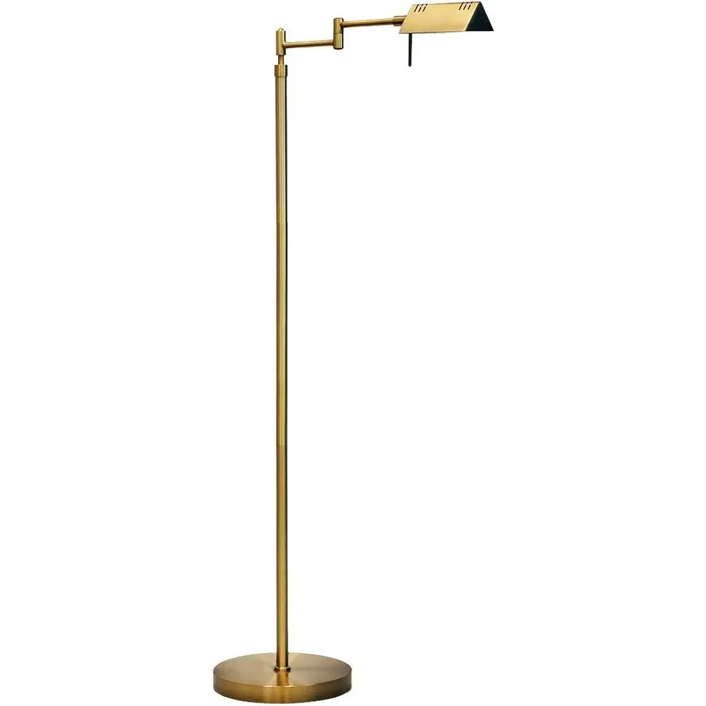 

Adjustable 12W Dimmable LED Floor Lamp with 360° Swing Arms, Antique Brass Finish