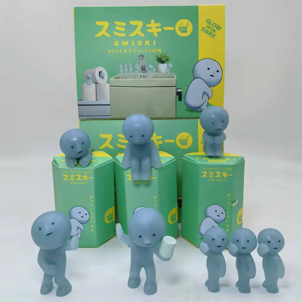 SMISKI Blind Box Seria Toaleta i Łazienka Świecąca w Ciemności Niebieska Lalka Mystery Box Figurki Akcji Dekoracja Prezent Urodzinowy dla Fanów i Dzieci