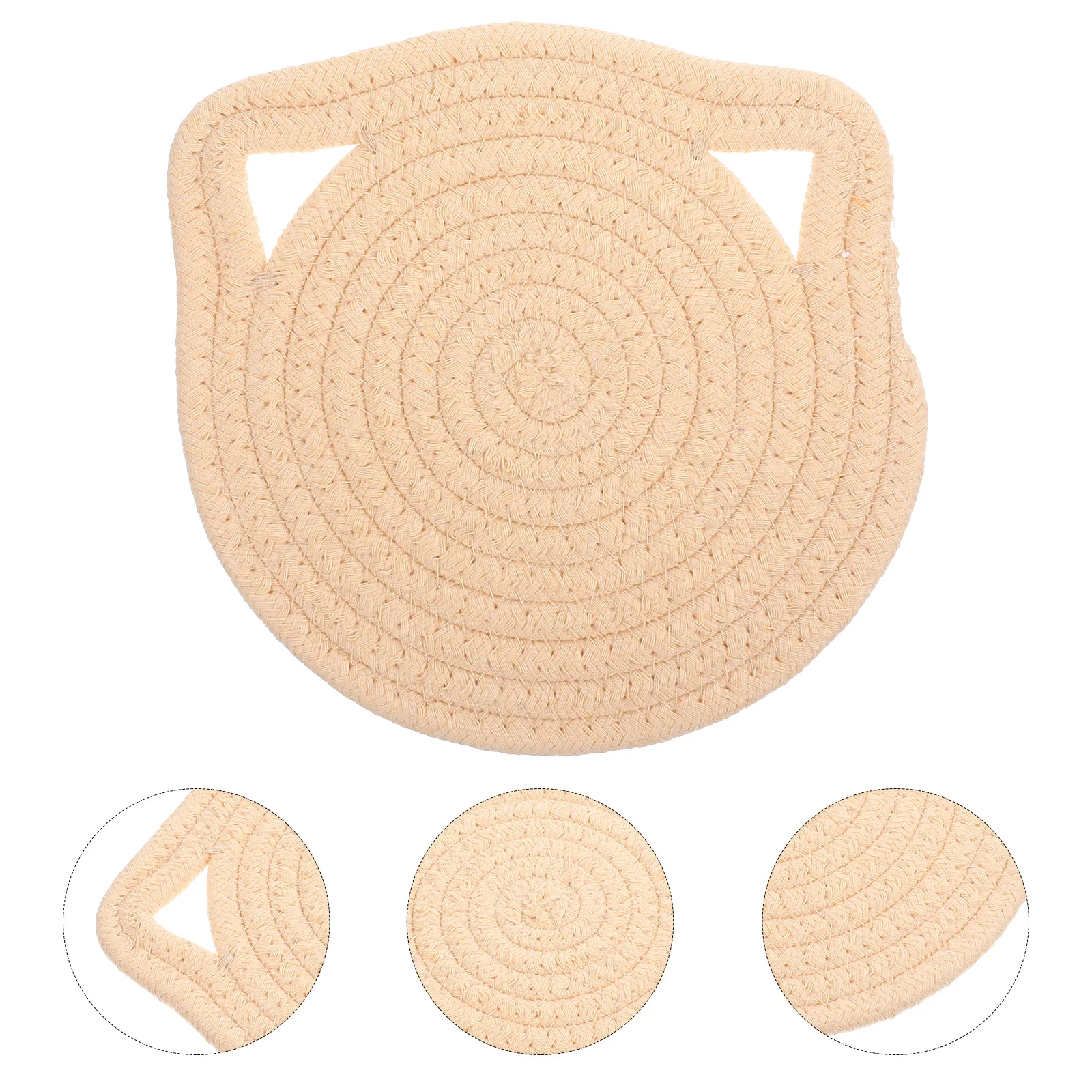 

4Pcs Cute Cat Place Mat Handwoven Cotton Rope Placemat Anti-Scalding Tableware Mat for Kitchen Dining Table Decoration