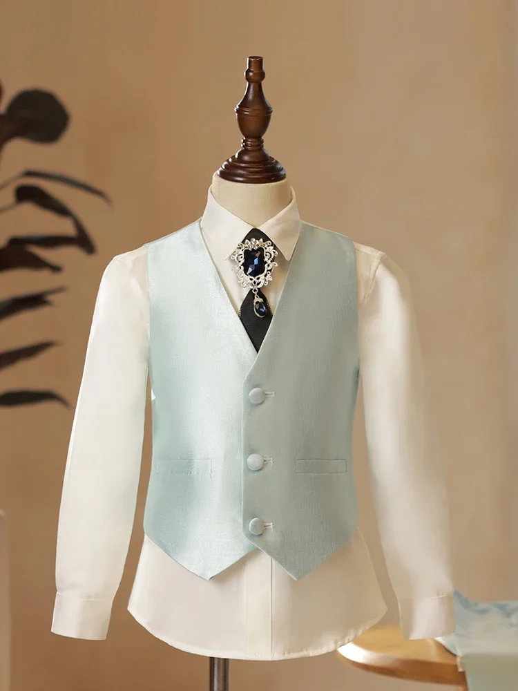 Blazer imbibé de fleurs fait à la main pour enfants, ensemble de robes pour garçons, spectacle de piano, hôte de mariage, mode fille, Aino 53