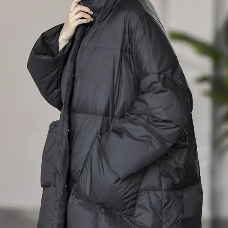 2025 شتاء جديد 90 بطة بيضاء أسفل سترة فضفاضة كبيرة الحجم سميكة الدافئة معطف غير رسمي