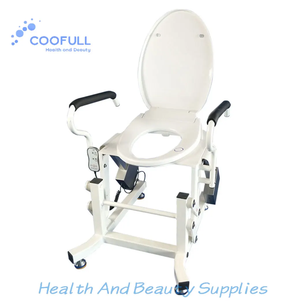 Coolfull Adjustable Elderly Patient Powered Toilet Lifts Bathing Chair Commode Wheelchair
