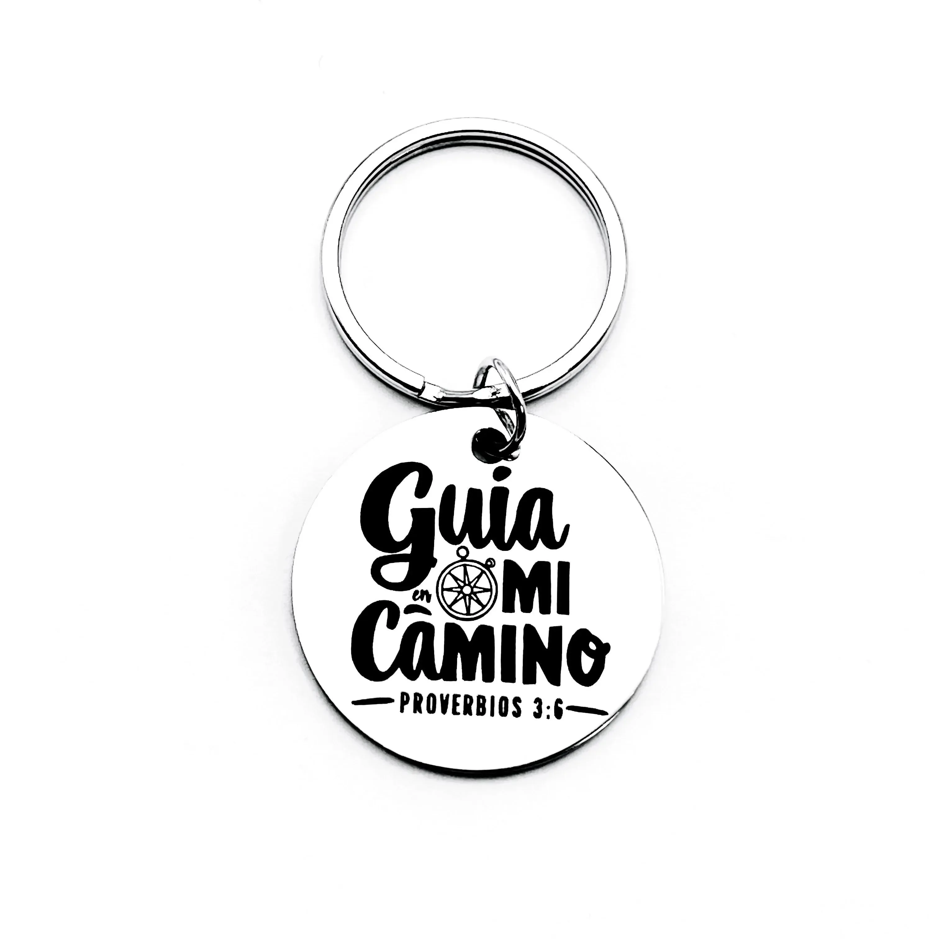 الأمثال الإسبانية 3:6 سلسلة مفاتيح من الفولاذ المقاوم للصدأ، اقتباسات ملهمة، ملهمة وإيجابية، هدية مثالية للأصدقاء في المهرجانات