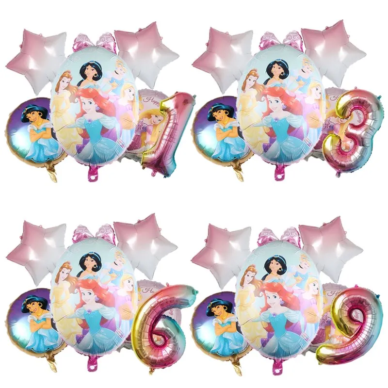 

Disney Princess Jasmine Foil Balloons Baby Shower Home Decor Girl Birthday Party 1-9 Years Number Foil Ballons Supply Kids Gift