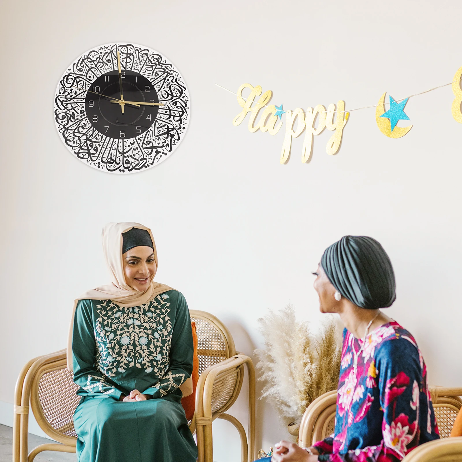 

Silent Acrylic Wall Clock Large Size Bedroom Study Room Eid Mubarak Party Gift Unique Art Design Long Service Time