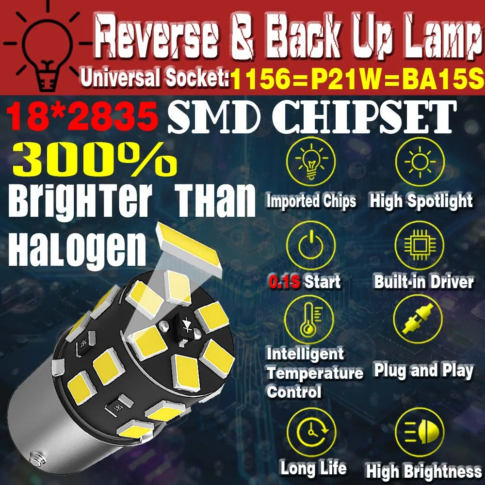 2pcs P21W LED Reverse Light Back Up Lamp 1156 BA15S Rear Fog Bulb For Renault Duster Master Kangoo Thalia Trafic Laguna Kaptur