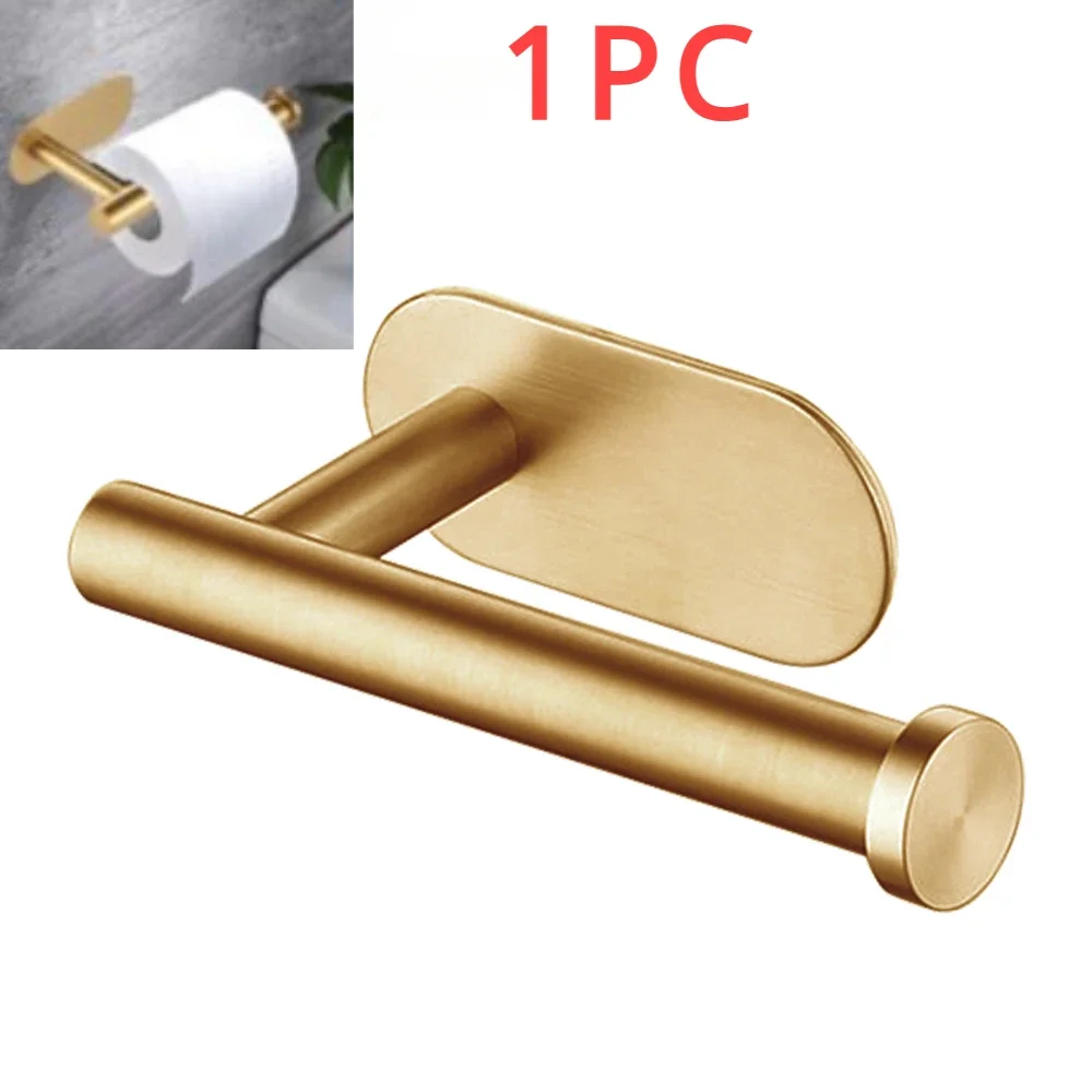 Auto-adesivo Toilet Paper Holder, suporte de toalha, aço inoxidável, montagem na parede, sem perfuração, dispensador para banheiro, cozinha