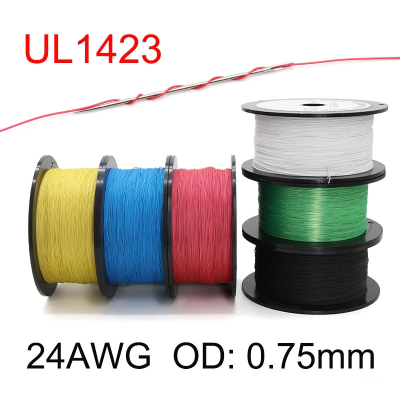 24AWG PTFE Single Copper Wire UL1423 PVDF Insulated Silver Plated 1 Core Micro Fine High Temperature Electrical Cable