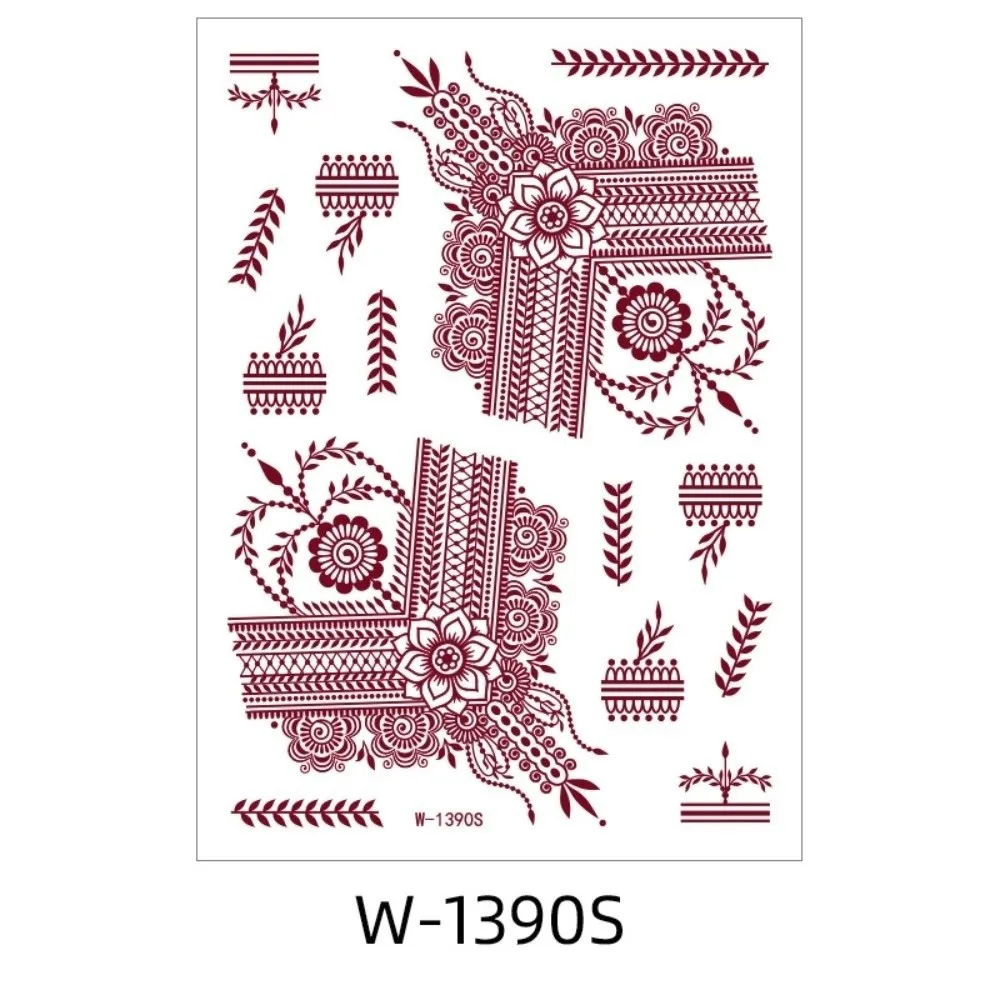 Red Mehndi Stickers Henna Tattoo Stickers Lace Fake Tattoo Legs Arm Red Henna Tattoo Decals Wedding Tool India Flower