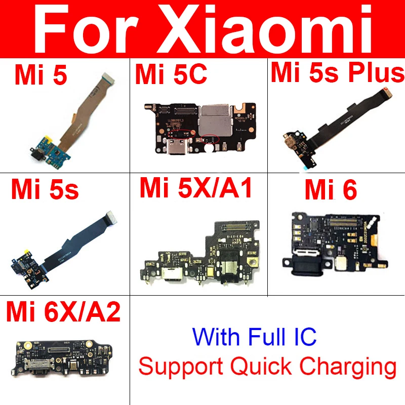 Usb Charging Jack Port Board For Xiaomi Mi 5 5c 5s 5X Mi 6 6X Charger Dock For Mi A1 A2 Connector Board Module Repair Parts