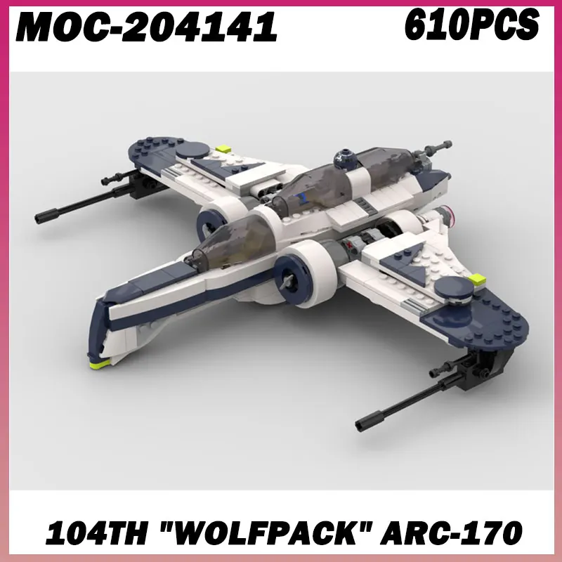 

610PCS MOC-204141 Star Battle "Wolfpack" ARC-170 Starfighter Model Building Blocks Bricks Diy Creative Assembly Educational Toy