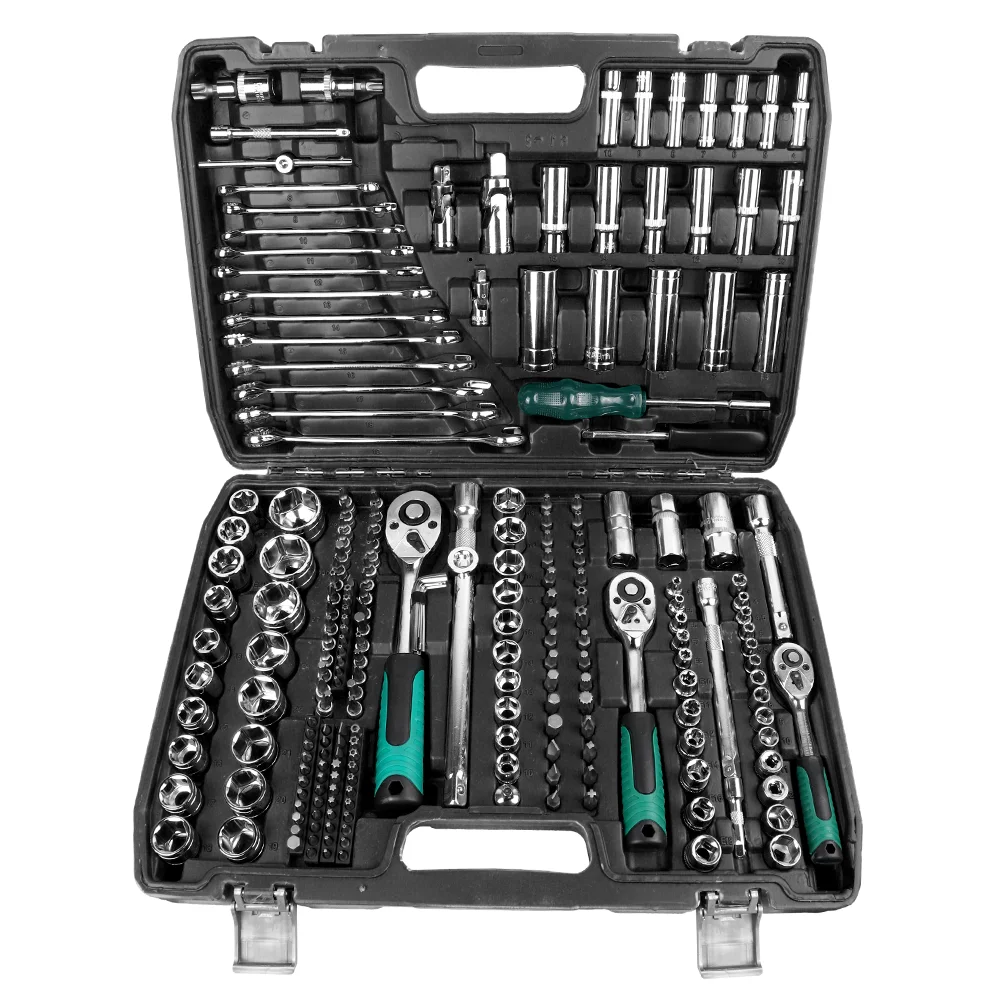 227pcs Dopsleutel Set Ratel Momentsleutel Combo Kit Auto Reparatie Tool 1/4 3/8 1/2 Ratelsleutel Schroevendraaier bits Handje