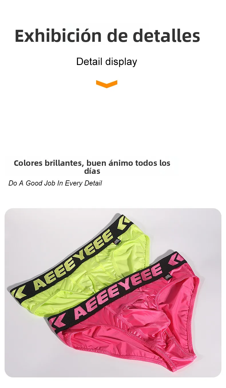 Calzoncillos deportivos transpirables y sexys para hombre, de corte triangular, cintura media, de nailon, spandex y seda fría...