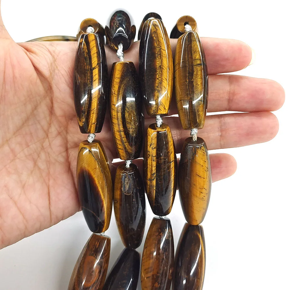 40x14mm Rice Tube Loose Spacer Beads Natural Healing Stones Uruguayan Agate Crystal Gems Bead for Jewelry Making DIY Accessories