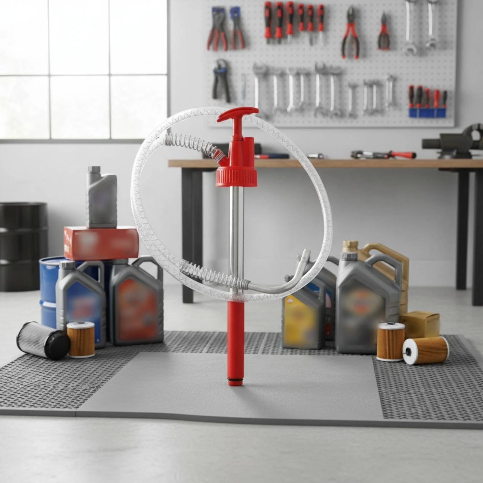 Manual Oil Pump Transparent Hose Hand Siphon Pump Fluid Transfer Tool Portable T-Handle
