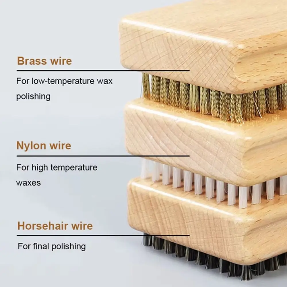 Wooden Handle Ski Waxing Brush Brass/ Nylon Wax Removal Snowboard Brush Polishing Cleaning Brush Snowboard Tool Winter Sports