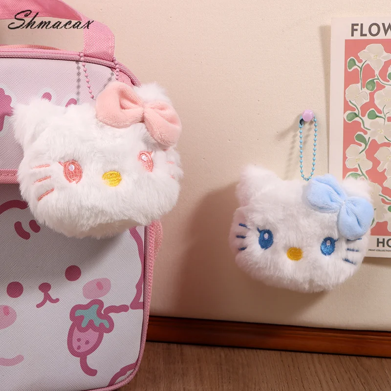 Grande bowknot olá kitty pingente de pelúcia kawaii sanrio gato boneca de pelúcia chaveiro carro mochila saco decoração presente
