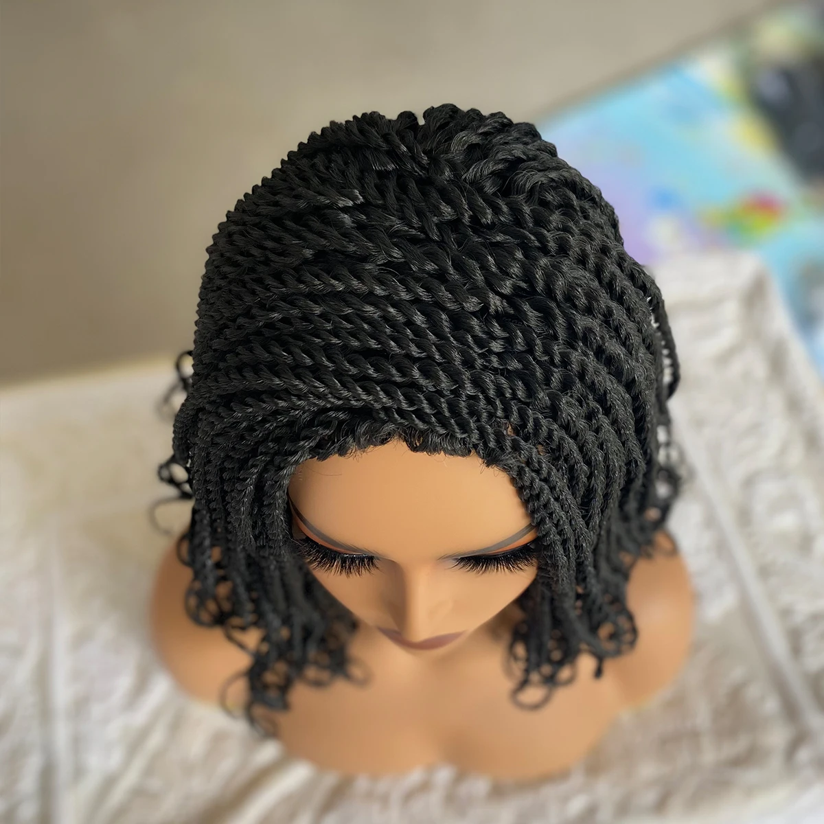 Breve Twist trecce parrucca per capelli parrucche sintetiche per capelli Crochet Box trecce parrucca Bob fatta a macchina parrucca corta alla moda resistente al calore ragazza