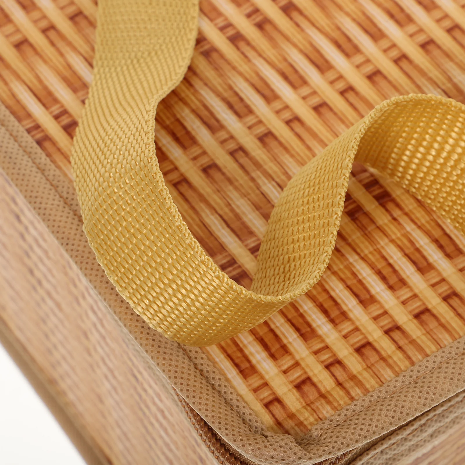 

1pc Insulated Lunch Bag Orange Portable Bento Pouch Waterproof Thermal Food Carrier Simulation Straw-Woven Design For Picnic