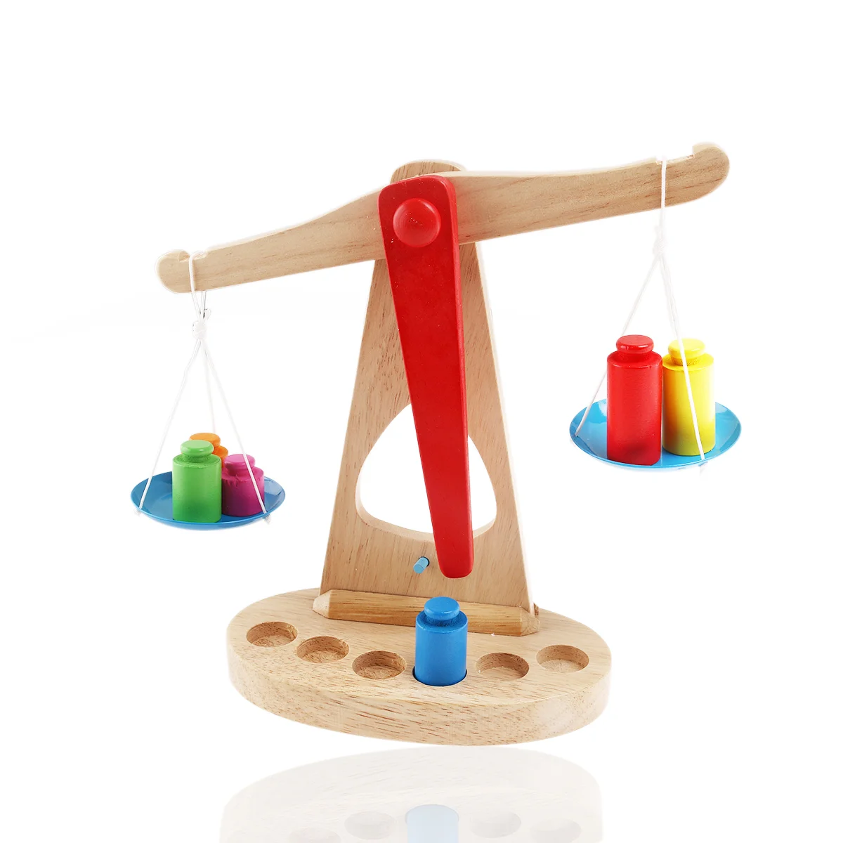 Kids Toy Children's Toys Wooden Balance Scale Scales Weights Educational Bamboo Baby