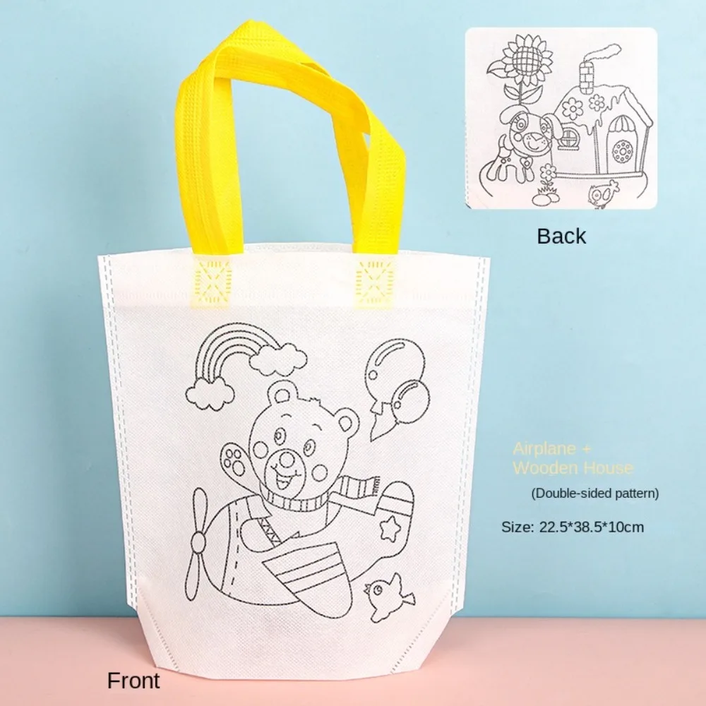 Educational DIY Graffiti Bag DIY Hand Painted Graffiti Handmade Bag Cartoon Colored Drawing Handmade Painting Bags Present