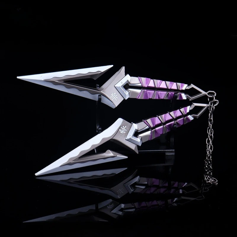 Valorant – paire de lames ondulées noires, 16cm/6,29 pouces, modèles d'armes en métal, périphériques de jeu, jouet de Cosplay, accessoires d'épée, ornements artisanaux, cadeaux
