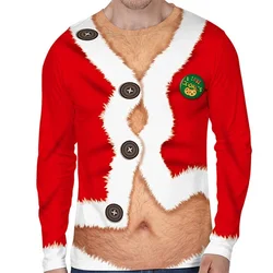 3D Print Christmas Funny Ugly Long Sleeve Tshirt For Men Women Novelty Casual Oversized Tee Shirts Top Clothes Mens New In Shirt