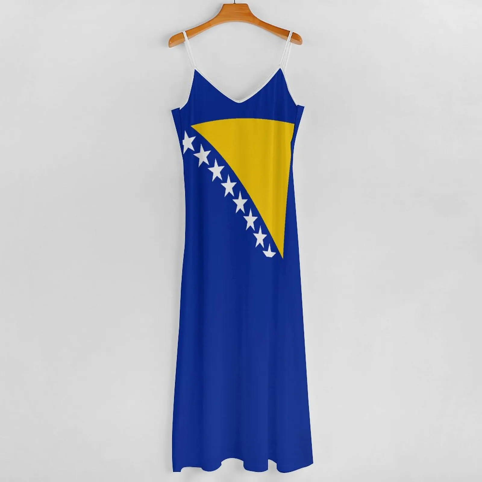 Long Dresses Dress Bosnia And Herzegovina Flag Print New Casual Sleeveless Women's V-Neck Printed Dress Swing Retro Dresses