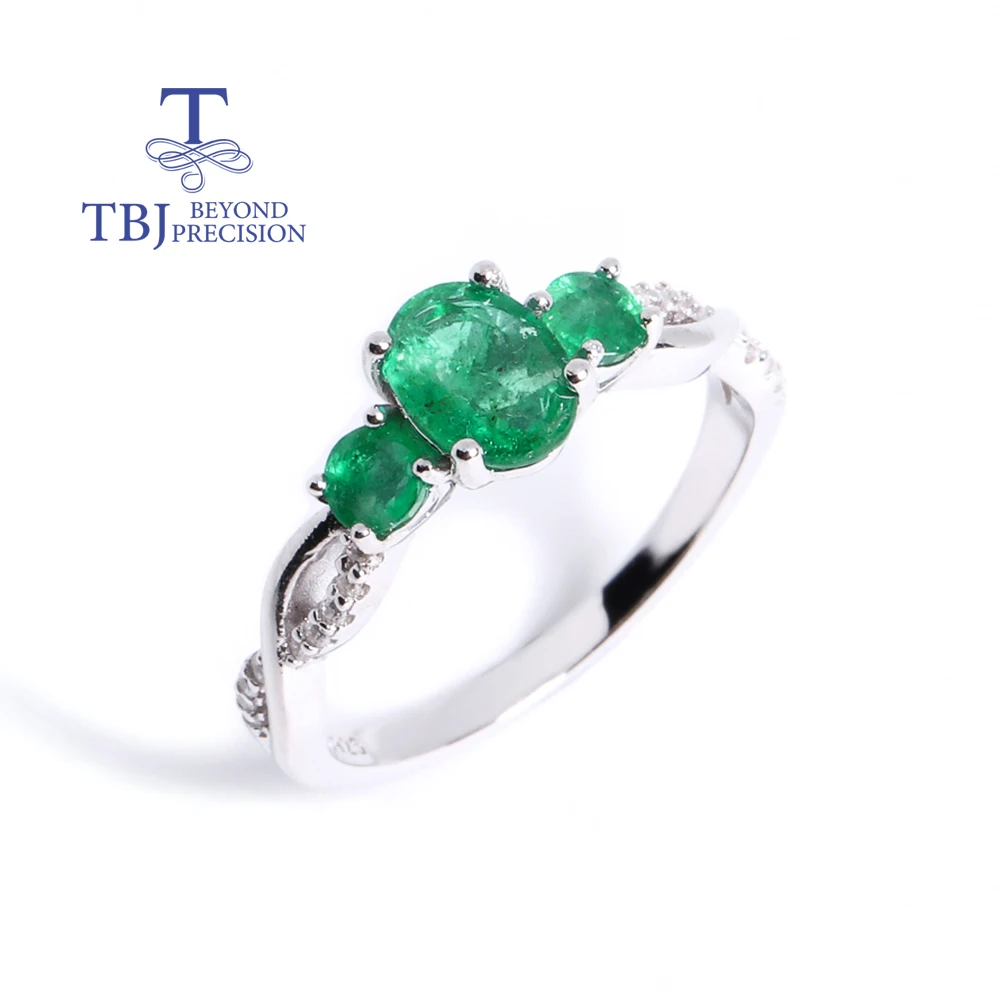 

Natural zambia Emerald Gemstones Ring 925 Silver Ring Sterling Silver Rings for Women Jewelry Band Ring