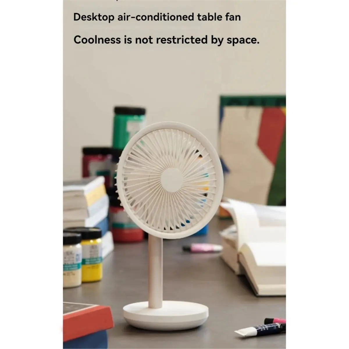 DT75BG Desktop Fan F5 4000mAh Rechargeable Quiet Table Fan 3-Speed Wind Portable Cooling Fan for Home Dorm Students A