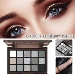 15 Color Eyeshadow Palette Black Smokey Palette Matte Eye Pigmented Waterproof Shadow High Makeup Shimmer Glitter K8A9