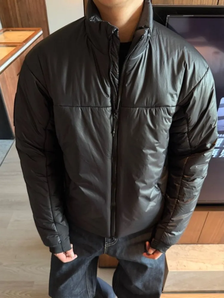 

Men's Thiened Warm ort Wide Bread Sle Cotton Jaet Glossy Surface Systema Autumn Winter Bird Home Loose Fit Jaet