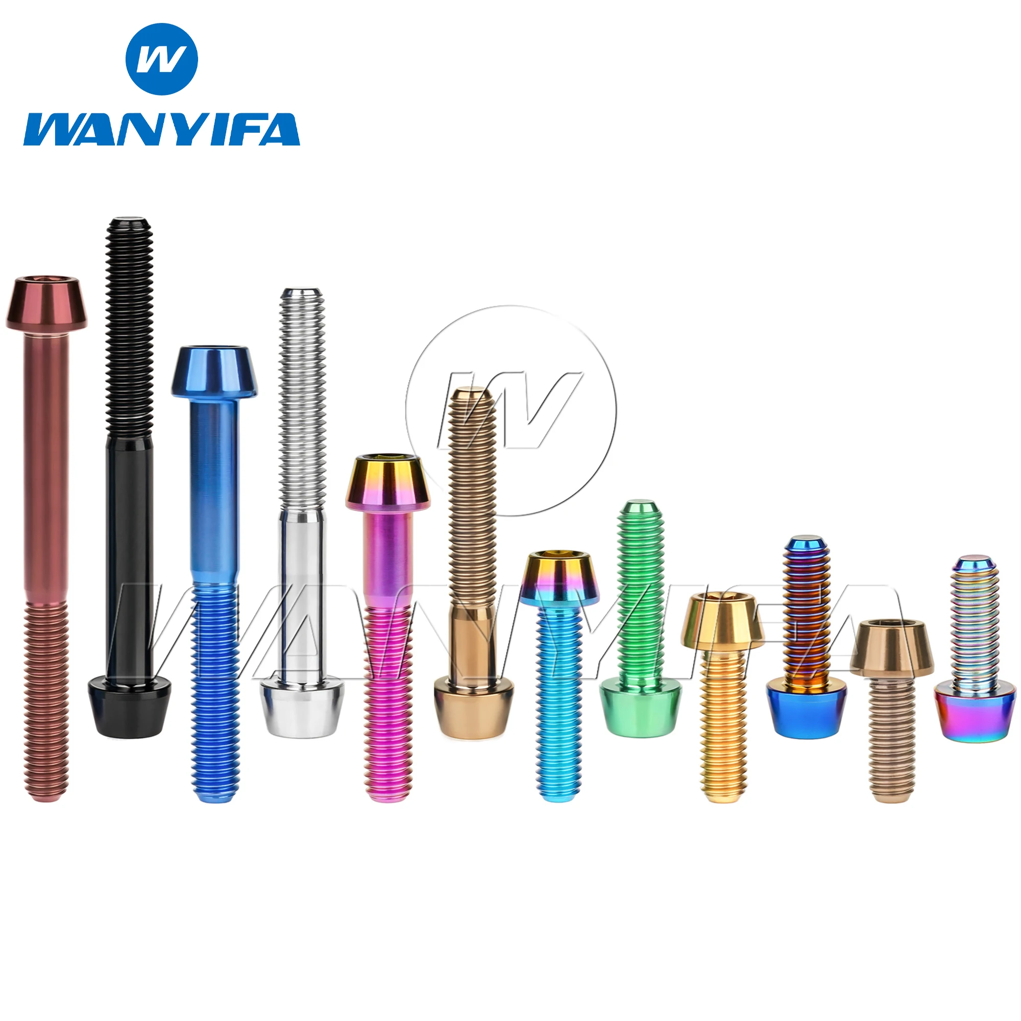 Wanyifa Titanium Bolt M5x9 16 18 20 25 30 35 40 45 50 55 60mm DIN912 Taper Hex Allen Head Screws Ti Alloy Grade 5 Fasteners