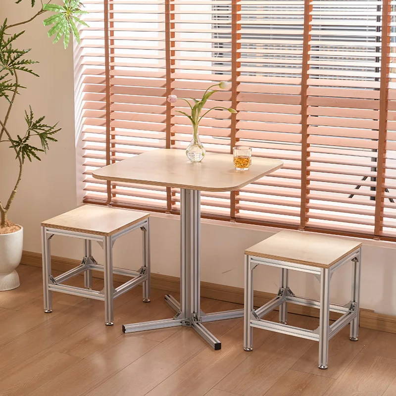 Commercial Birch and Aluminum Industrial Bar Cafe Table and Chair Set Home Bar Milk Tea Shop Environmental Protection