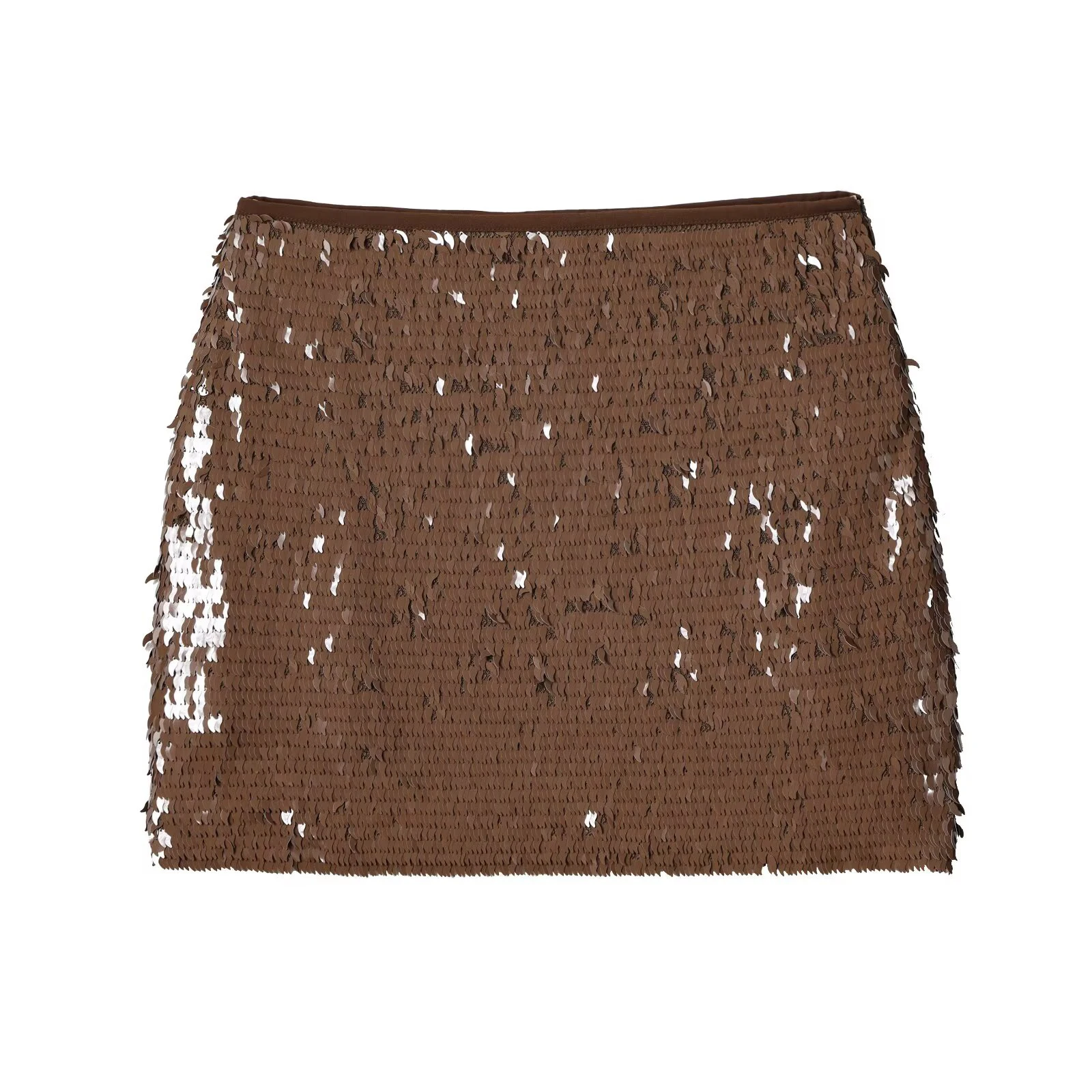 

European and American style 2025 autumn new women's clothing style simple high waist slim fit bag hip bead mini skirt