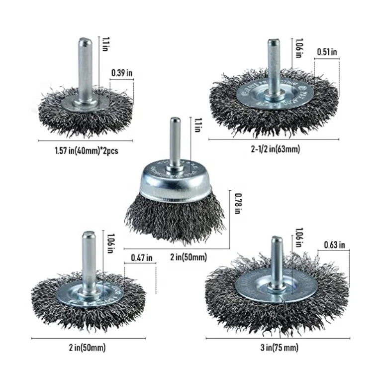 1in Brass Brush Steel Wire Wheel Dremel Rotary Tools Set For Polishing Metal Rust Removal  Drill Rotary